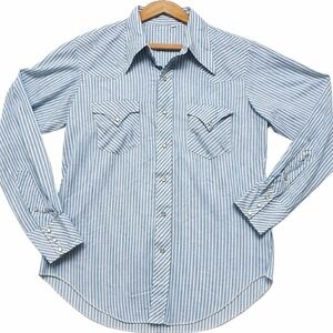 Vintage Blue & White Striped Casual Button-Down Shirt
